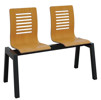 CARMEN 2, dřevěná lavice do čekárny, 2-sedák, buk, kostra černá